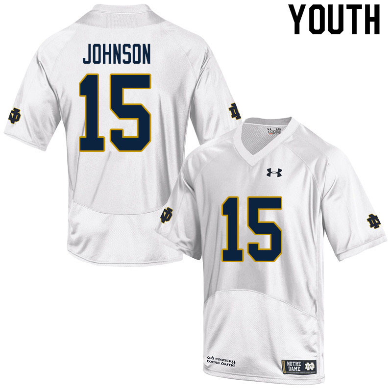 Youth NCAA Notre Dame Fighting Irish #15 Jordan Johnson Stitched College Under Armour Authentic White Football Jersey ZC10Z18SO